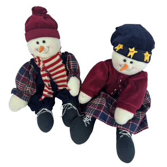 Raz Imports Snowman and Snowwoman Couple-Shelf Sitter Dolls-15 inches-Nice!! - Picture 4 of 13